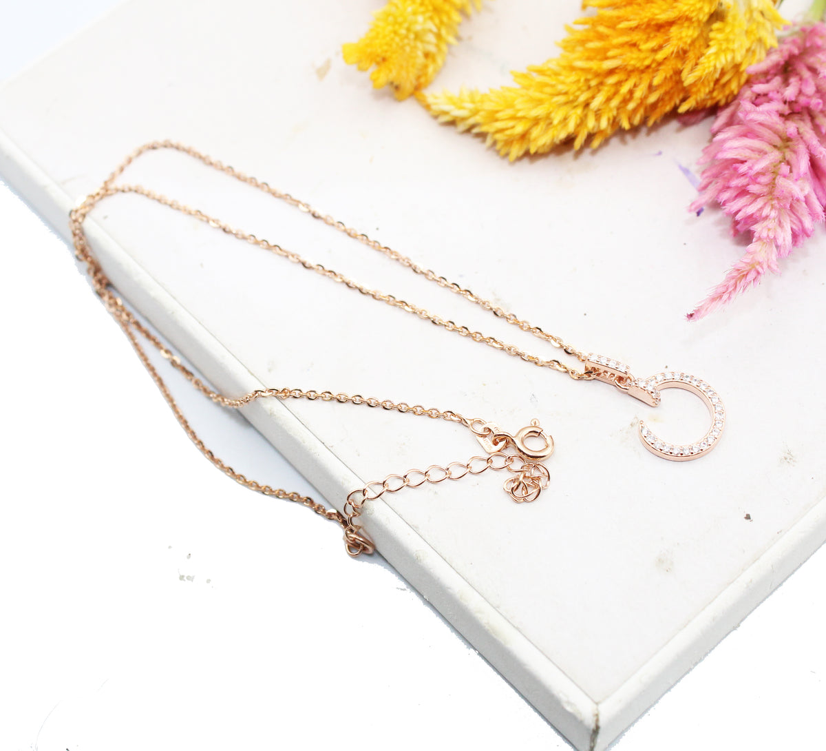 CZ Circle Pendant Necklace, 925 Sterling Silver, Minimalist Jewelry