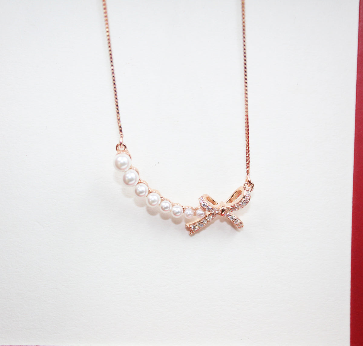 Freshwater Pearl Bow 925 Silver Rose Gold Pearl Necklace,
