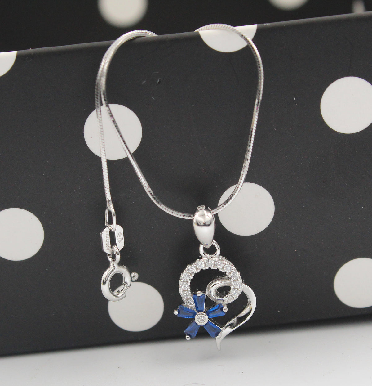 Floral CZ Sterling Silver Pendant Necklace, Bridesmaid Jewelry