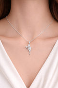 925 Sterling Silver Fairy Pendant Necklace, Cubic Zirconia Charm