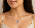 Blue Evil Eye Heart  925 Sterling Silver Enamel Heart Pendant