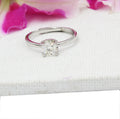 Solitaire Round Cut Diamond Ring, Sterling Silver, Minimalist Bridal Jewelry