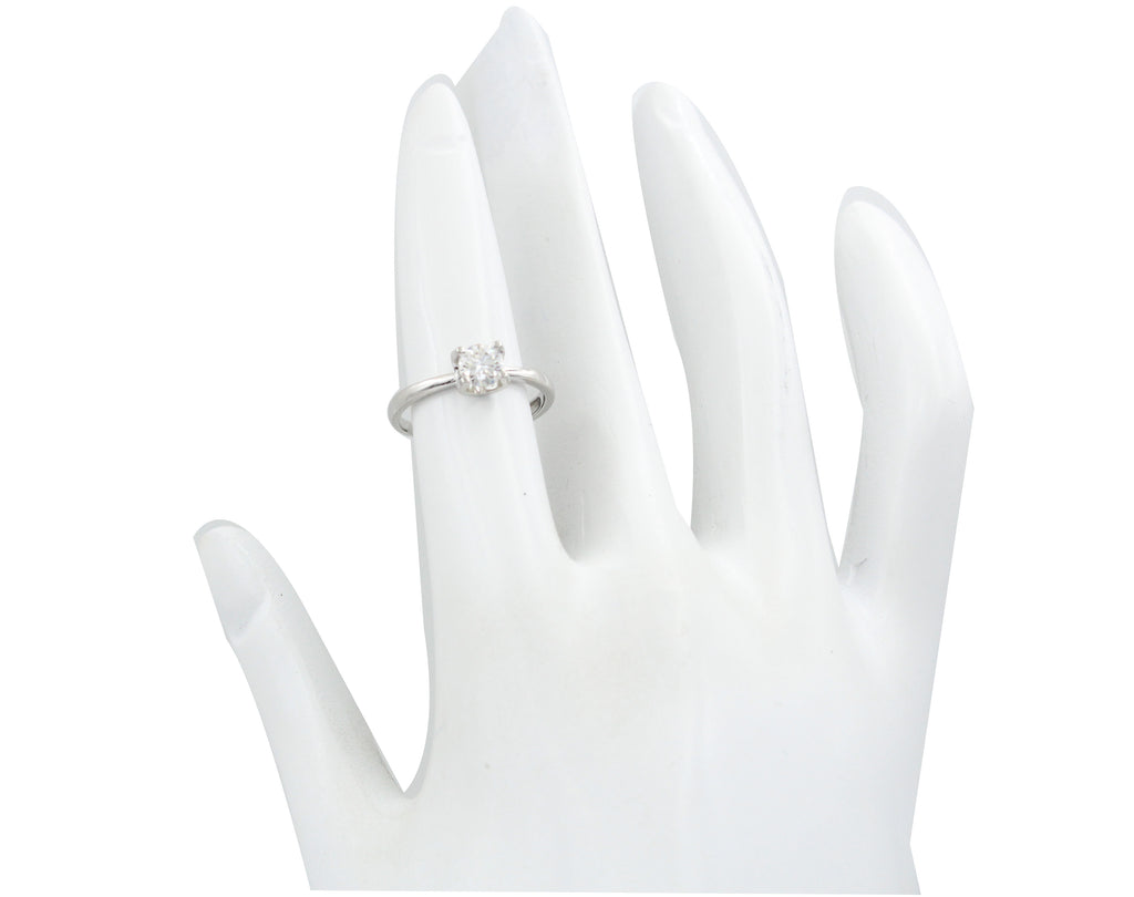 Solitaire Round Cut Diamond Ring, Sterling Silver, Minimalist Bridal Jewelry