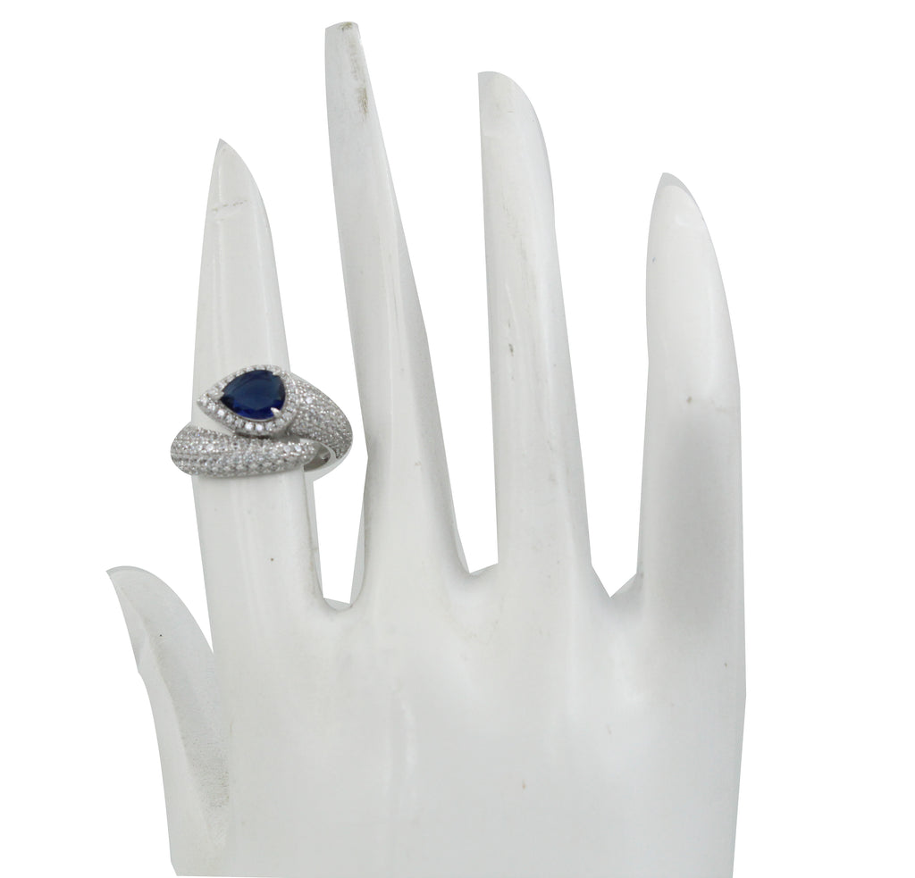 Blue Sapphire Ring, Sterling Silver Blue Gemstone Ring