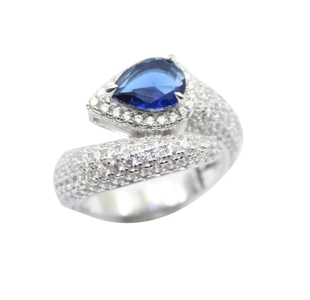Blue Sapphire Ring, Sterling Silver Blue Gemstone Ring