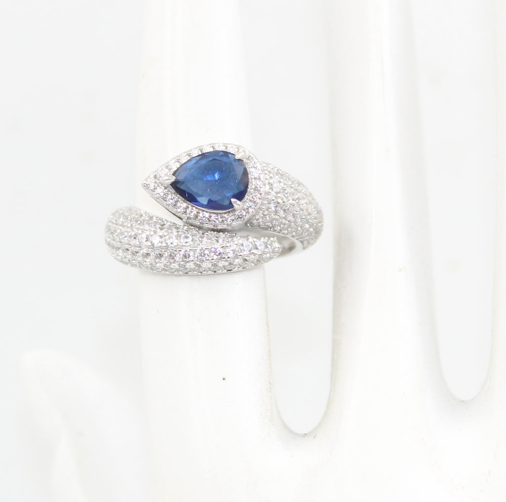 Blue Sapphire Ring, Sterling Silver Blue Gemstone Ring