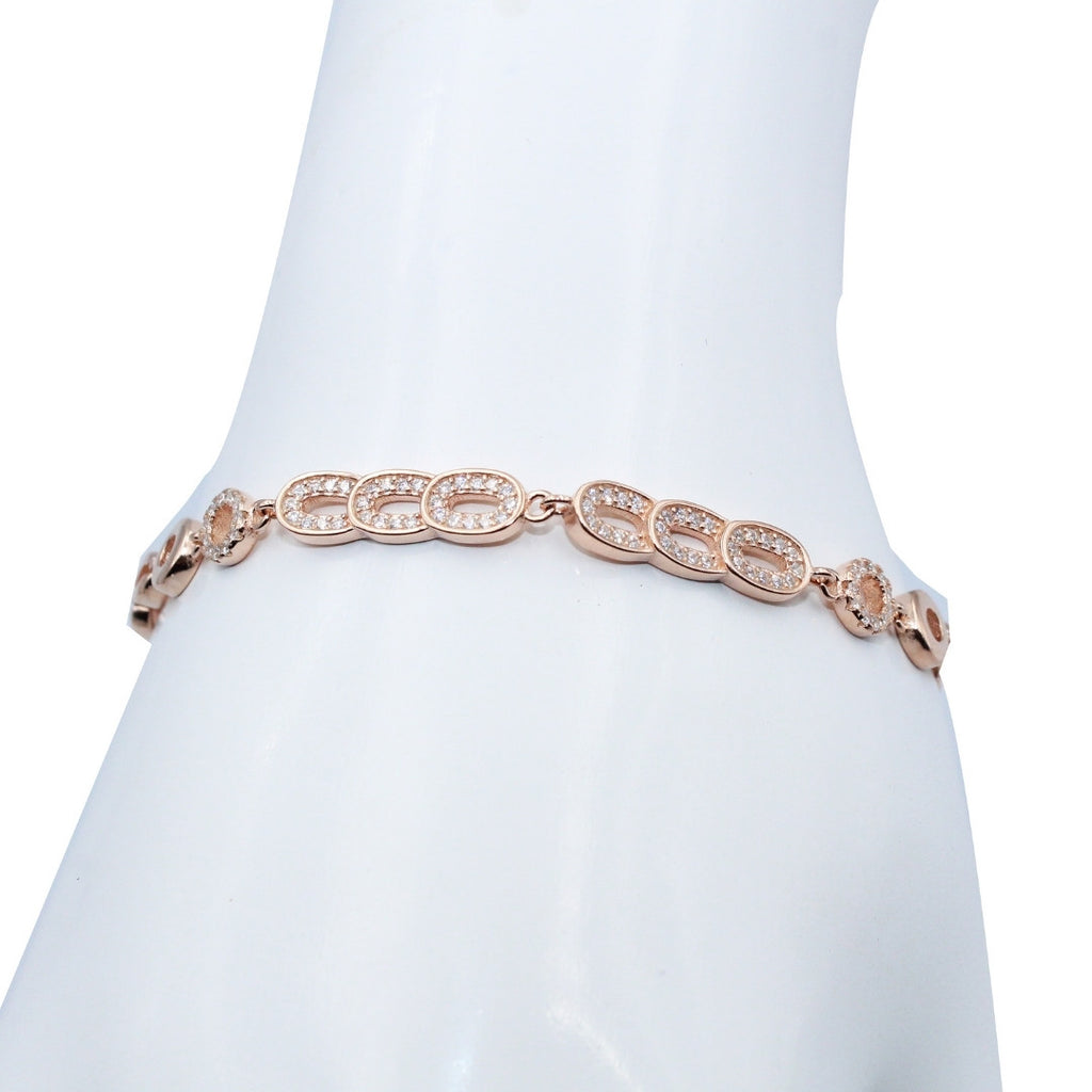 Rose Gold 925 Sterling Silver CZ Bracelet Dainty Bridal Jewelry