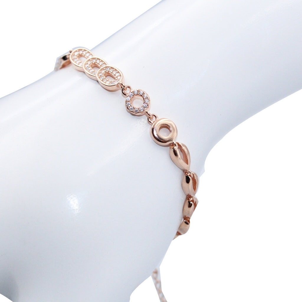 Rose Gold 925 Sterling Silver CZ Bracelet Dainty Bridal Jewelry