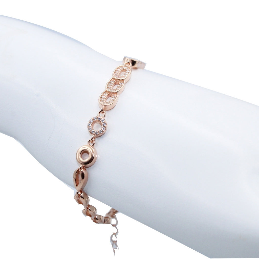 Rose Gold 925 Sterling Silver CZ Bracelet Dainty Bridal Jewelry