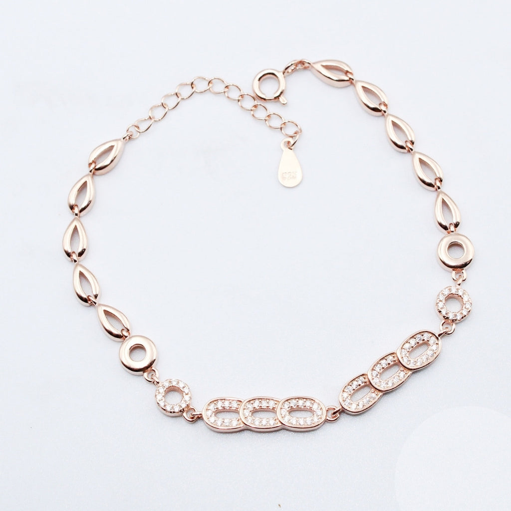 Rose Gold 925 Sterling Silver CZ Bracelet Dainty Bridal Jewelry