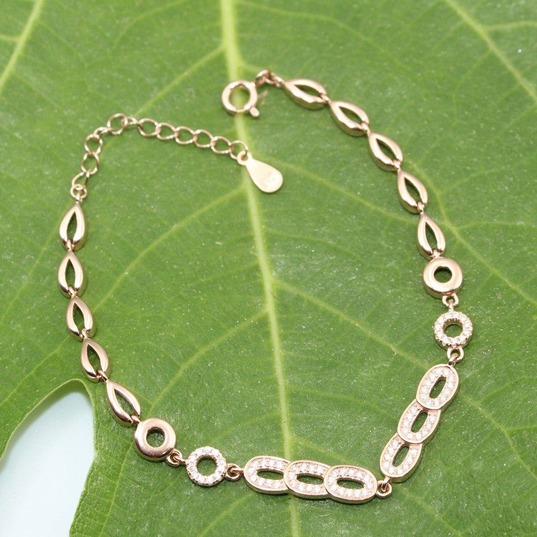 Rose Gold 925 Sterling Silver CZ Bracelet Dainty Bridal Jewelry