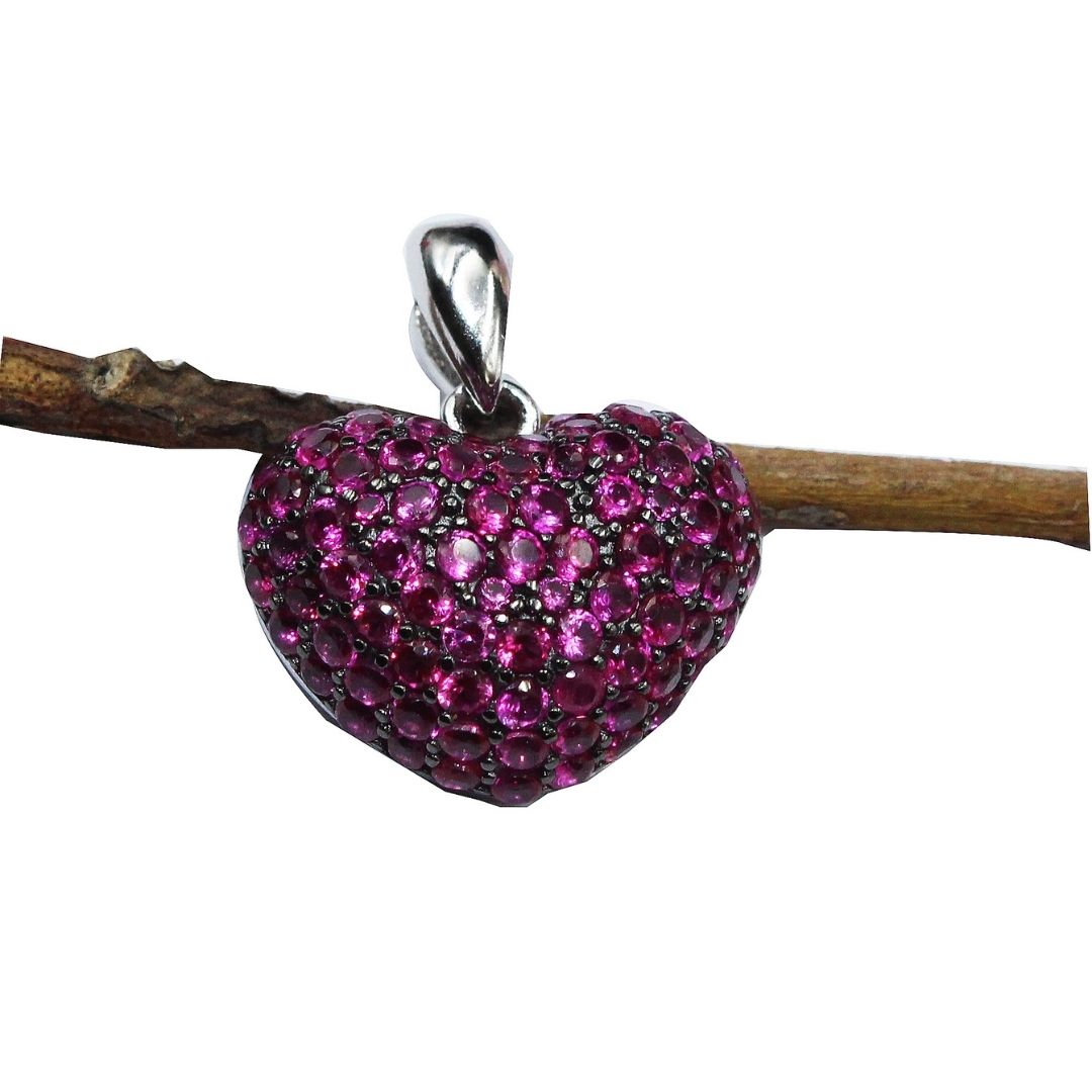 Pink Sapphire CZ Heart Pendant: 925 Sterling Silver Romantic Jewelry Gift
