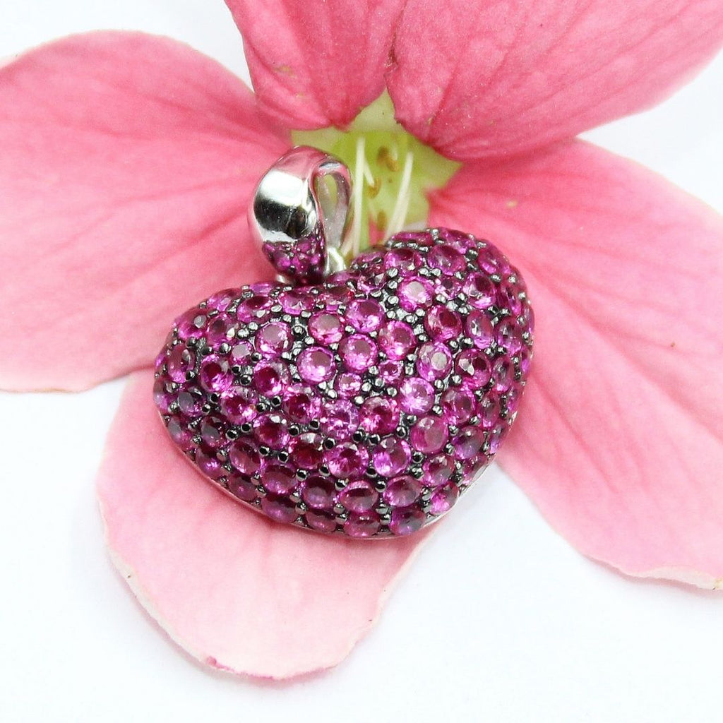 Pink Sapphire CZ Heart Pendant: 925 Sterling Silver Romantic Jewelry Gift