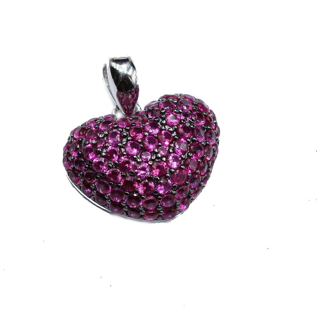 Pink Sapphire CZ Heart Pendant: 925 Sterling Silver Romantic Jewelry Gift