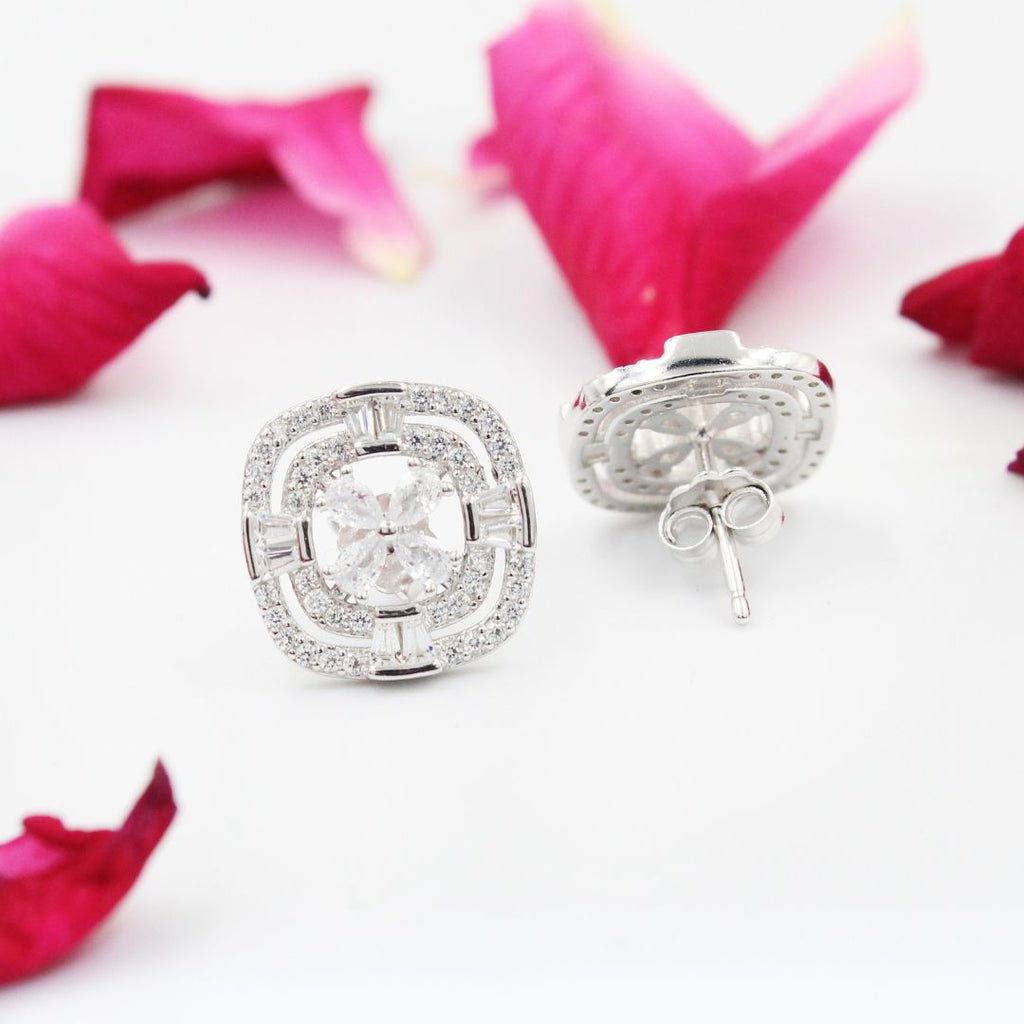 Crystal Cubic Zirconia 925 Sterling Silver Stud Earrings: Elegant Bridal Jewelry