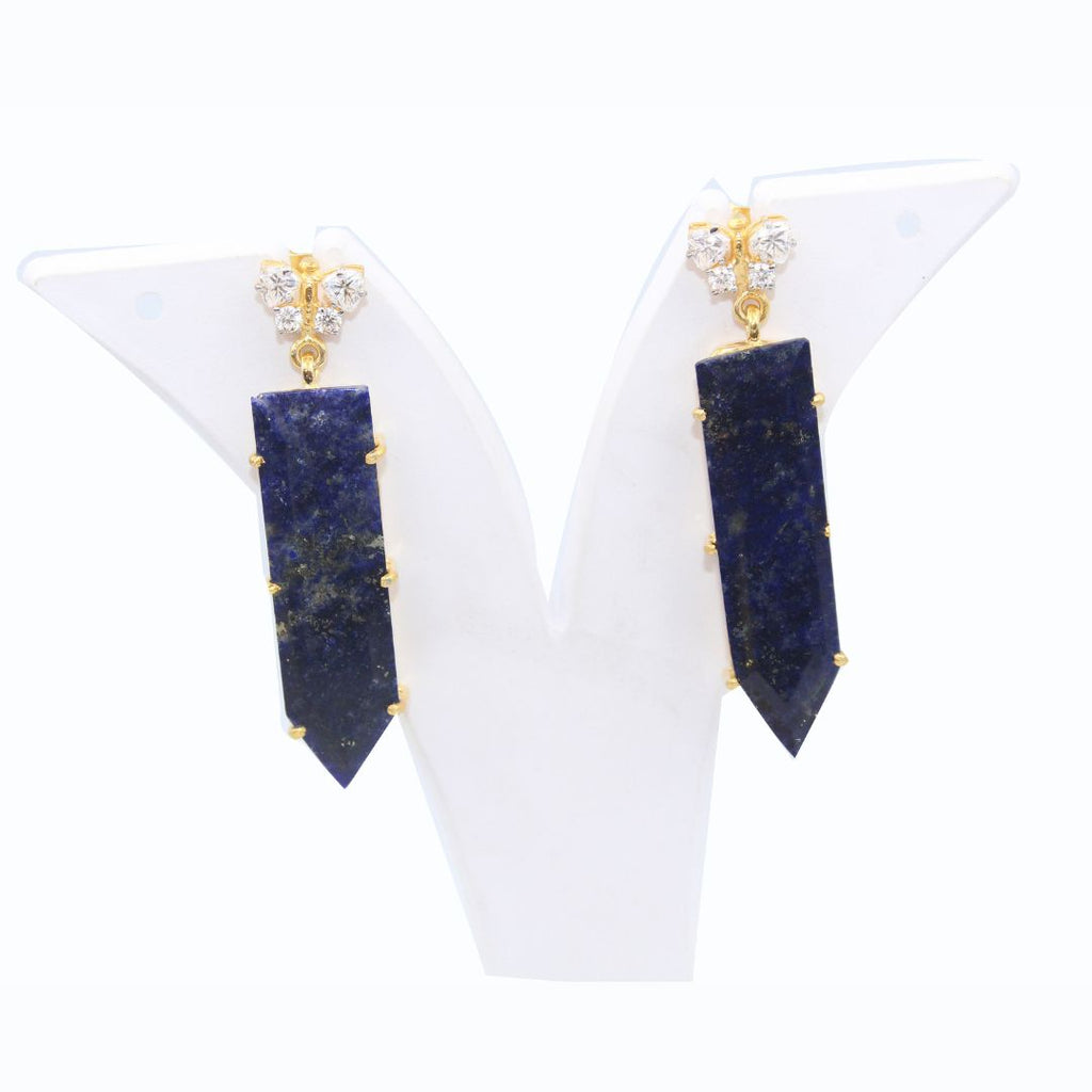 Natural Lapiz Lazuli Fancy Shape Cut polish Casted Butterfly with Mossanite 925 sterling Silver Rhodium Polished