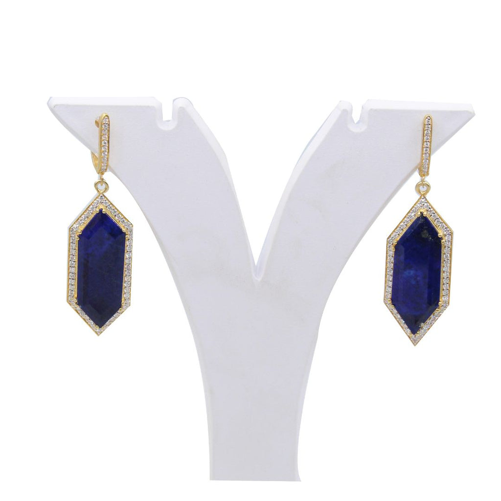 Natural Amazonite Amethyst Stud With Mossanite 925 Sterling silver Gold Rhodium Polished Earring (Copy)