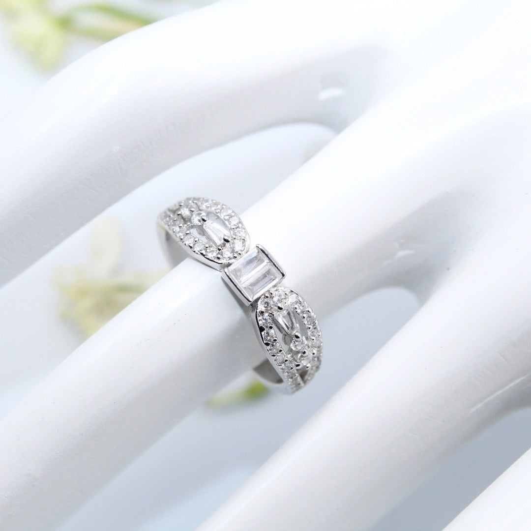 Baguette CZ 925 Sterling Silver Ring: Vintage Inspired Promise Ring ( Size : US-7)