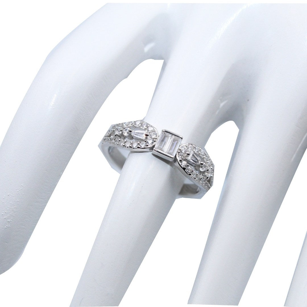 Baguette CZ 925 Sterling Silver Ring: Vintage Inspired Promise Ring ( Size : US-7)