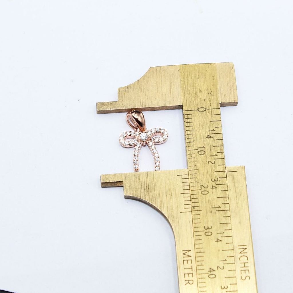 Rose Gold Bow Pendant: 925 Sterling Silver Ribbon Charm