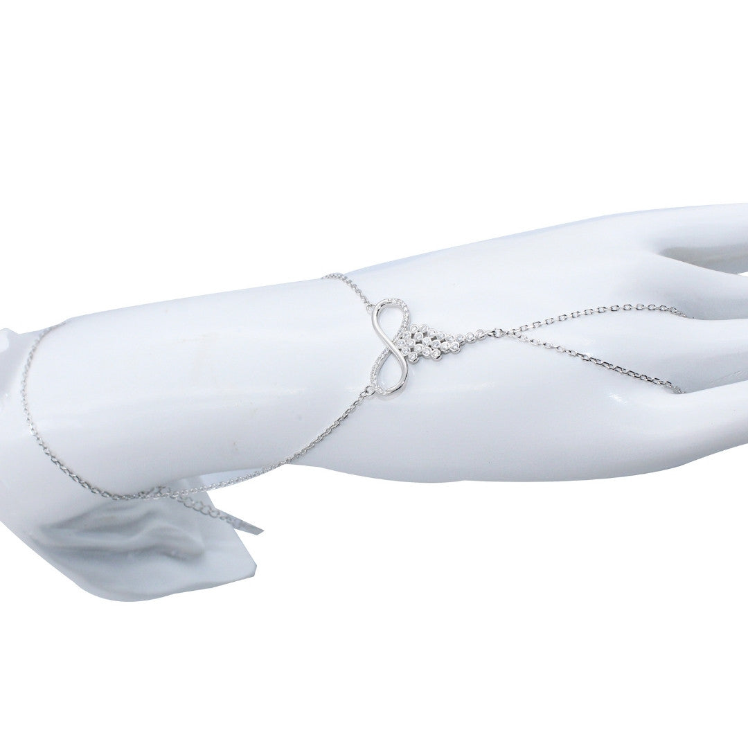 925 Sterling Silver Infinity Wing Bracelet: Crystal Angel Wing, Spiritual Jewelry