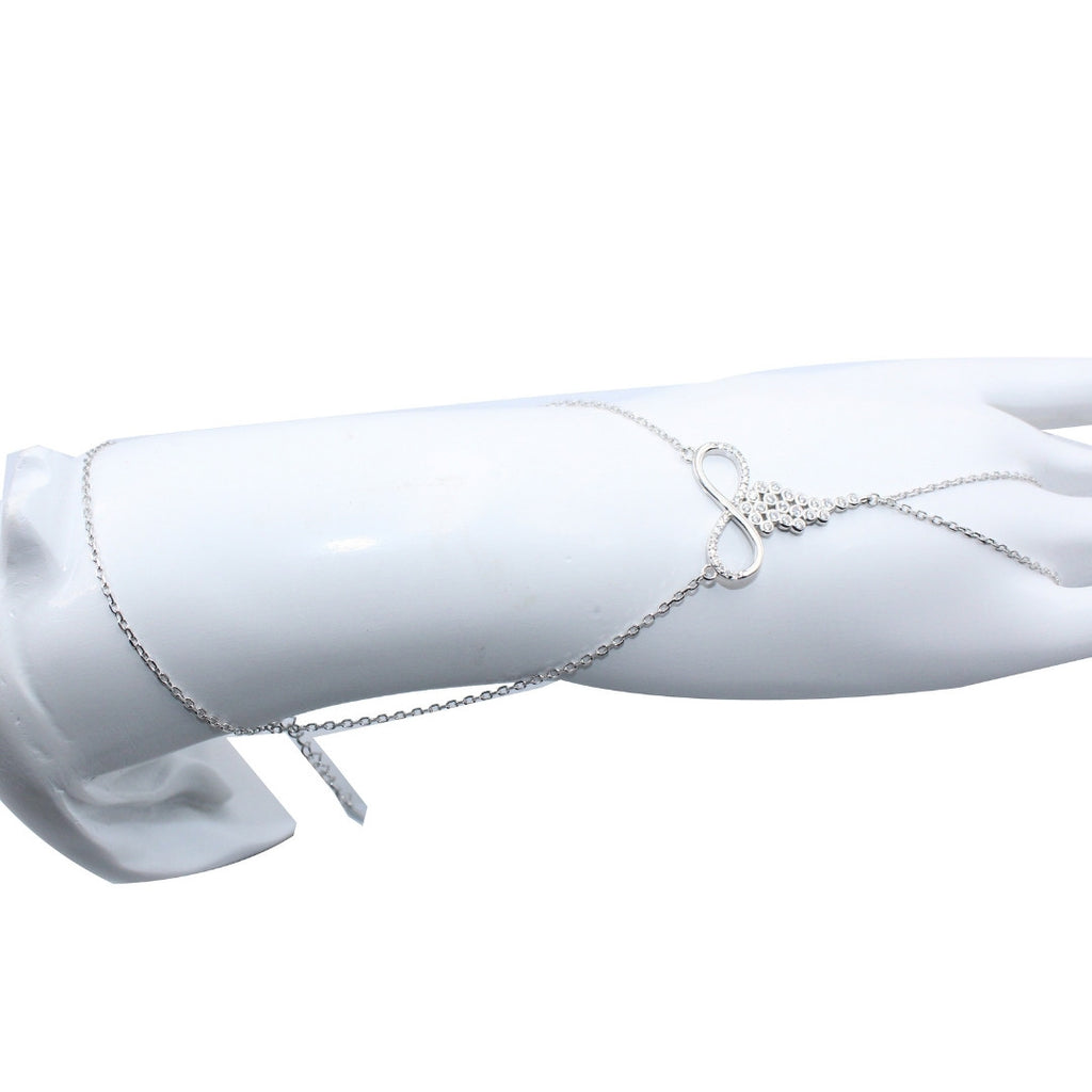 925 Sterling Silver Infinity Wing Bracelet: Crystal Angel Wing, Spiritual Jewelry