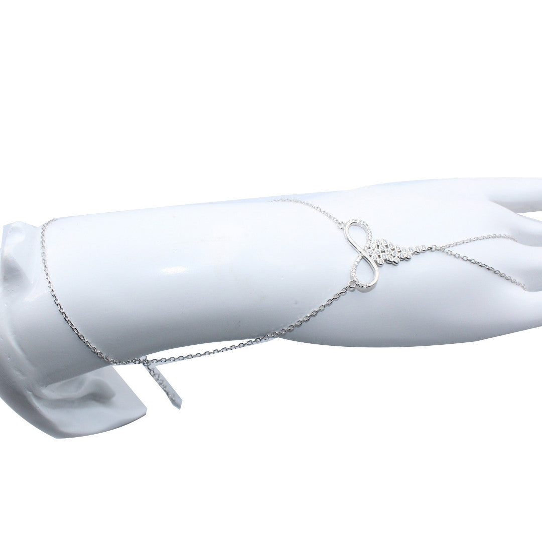 925 Sterling Silver Infinity Wing Bracelet: Crystal Angel Wing, Spiritual Jewelry