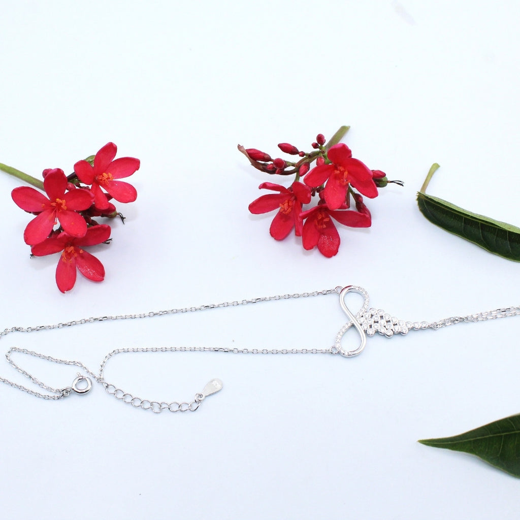 925 Sterling Silver Infinity Wing Bracelet: Crystal Angel Wing, Spiritual Jewelry