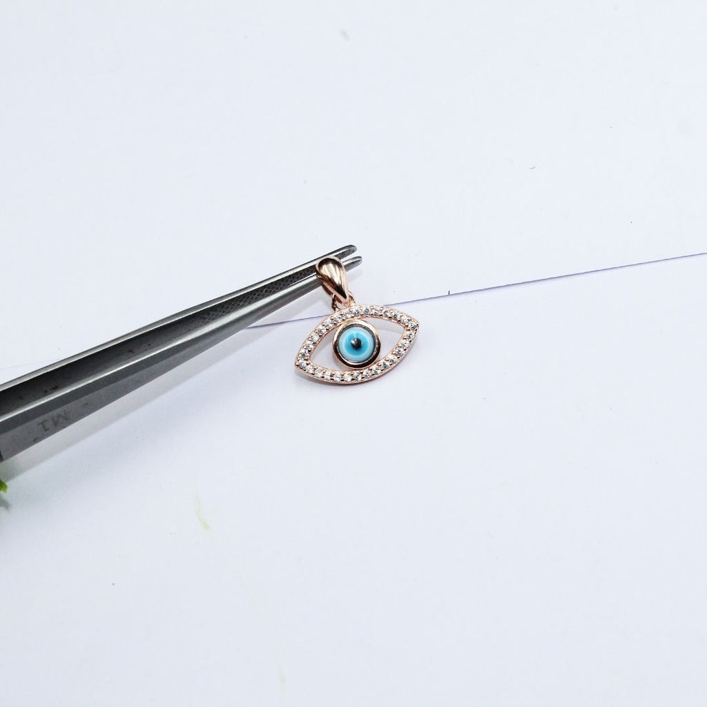 Rose Gold Evil Eye Pendant: 925 Sterling Silver Protection Jewelry