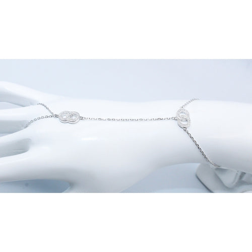 925 Sterling Silver Interlocking Circle Bracelet: Cubic Zirconia Friendship Jewelry