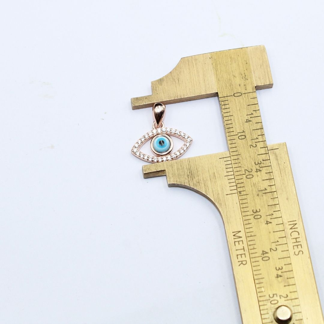 Rose Gold Evil Eye Pendant: 925 Sterling Silver Protection Jewelry