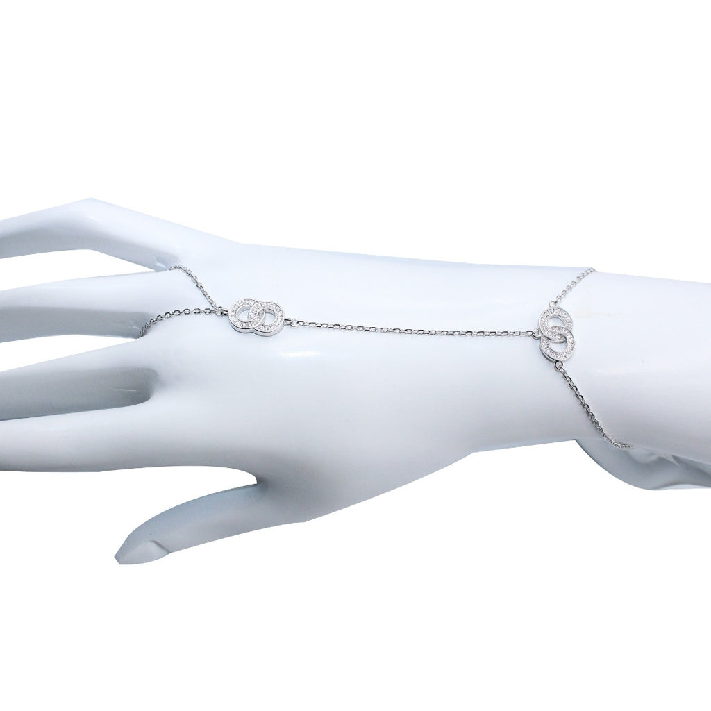 925 Sterling Silver Interlocking Circle Bracelet: Cubic Zirconia Friendship Jewelry