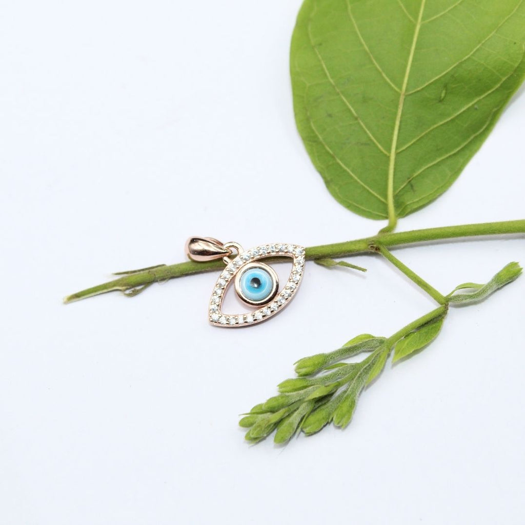 Rose Gold Evil Eye Pendant: 925 Sterling Silver Protection Jewelry