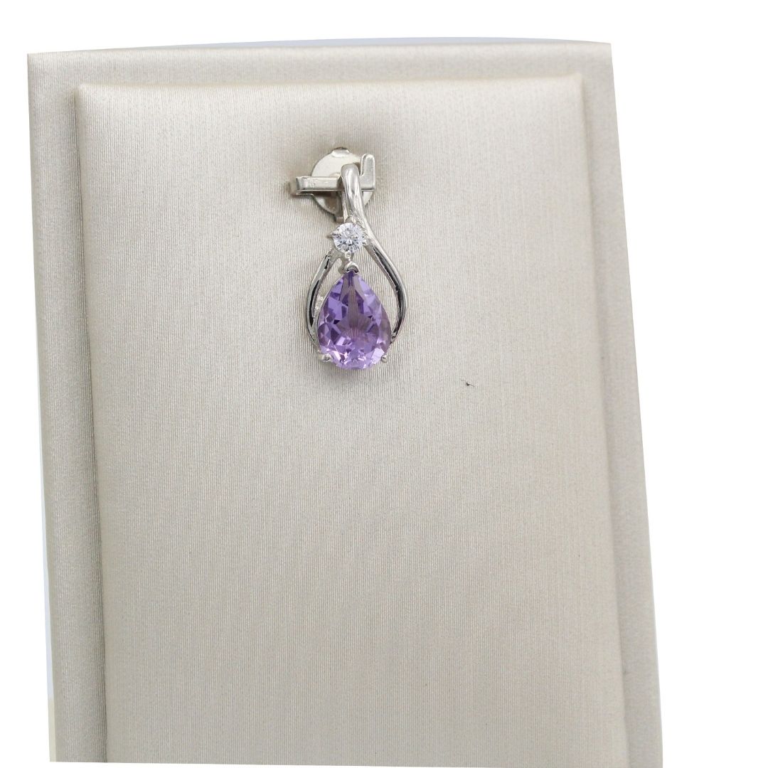 Amethyst Teardrop Pendant: 925 Sterling Silver Gemstone, February Birthstone