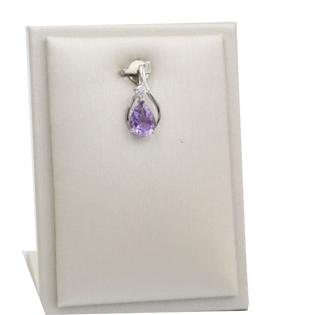 Amethyst Teardrop Pendant: 925 Sterling Silver Gemstone, February Birthstone