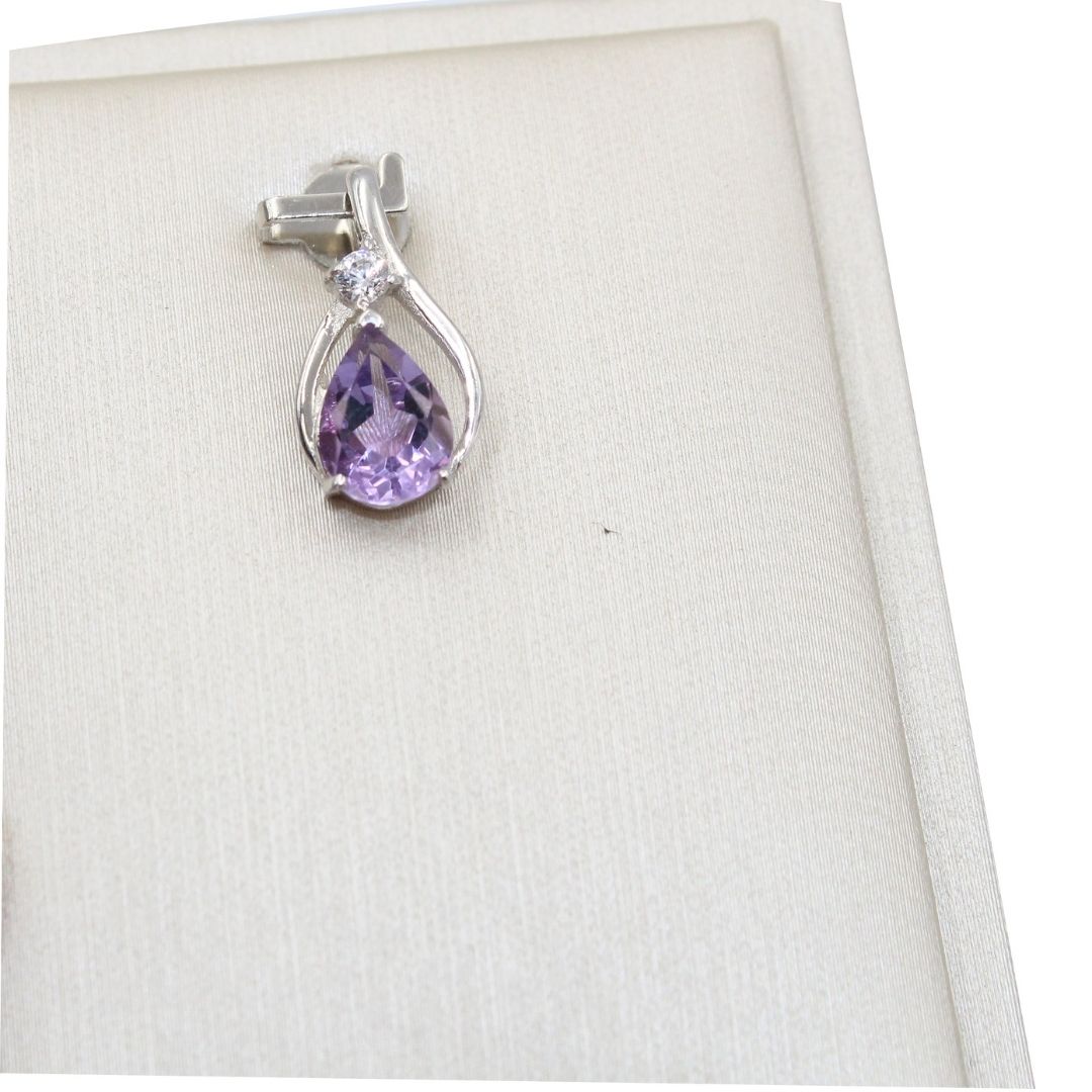 Amethyst Teardrop Pendant: 925 Sterling Silver Gemstone, February Birthstone