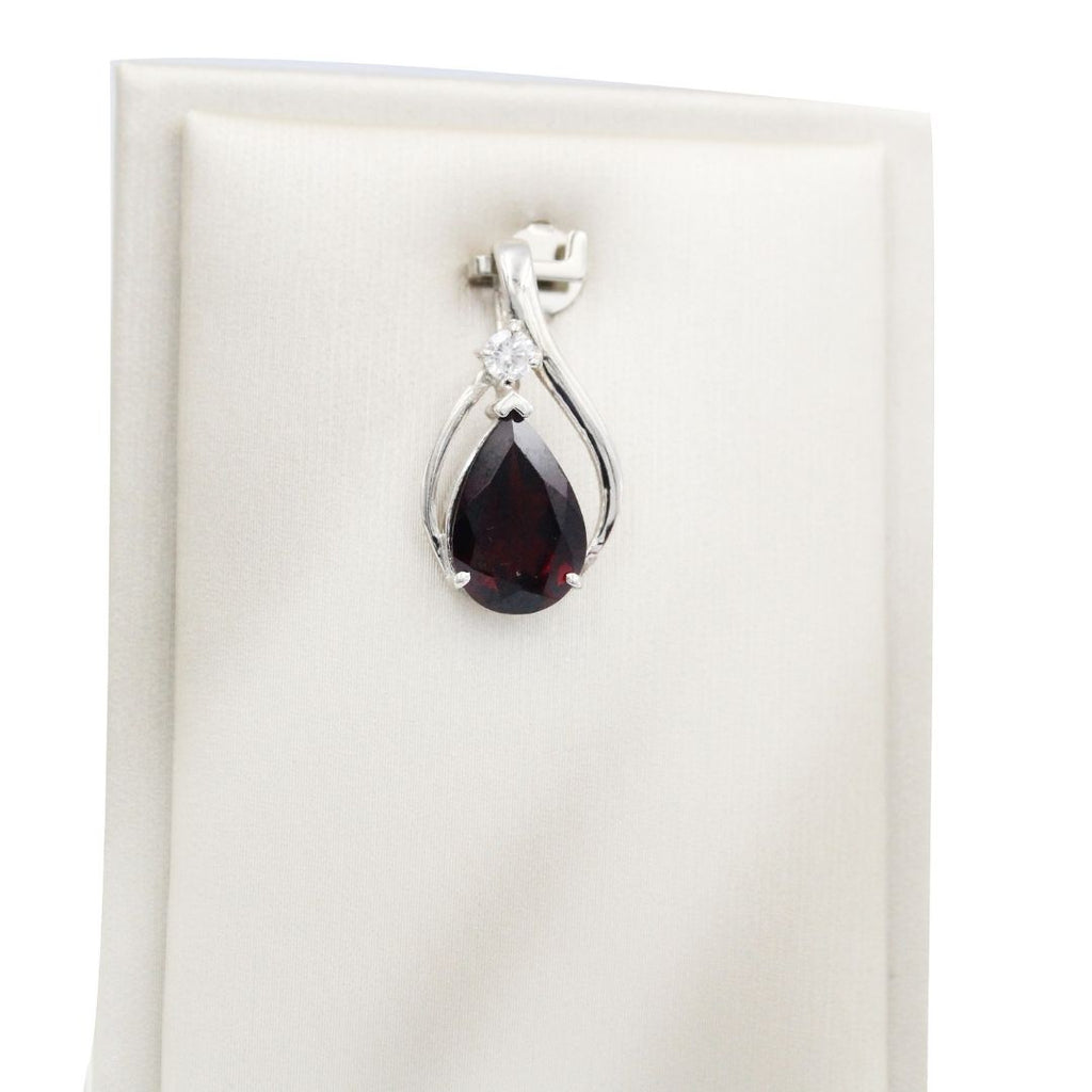 Teardrop Garnet 925 Sterling Silver Pendant - January Birthstone