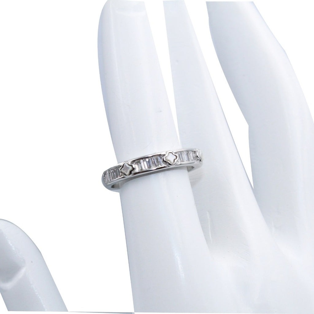 Silver Baguette Ring: 925  Sterling Silver Cubic Zirconia Eternity Band (Size : US-7)