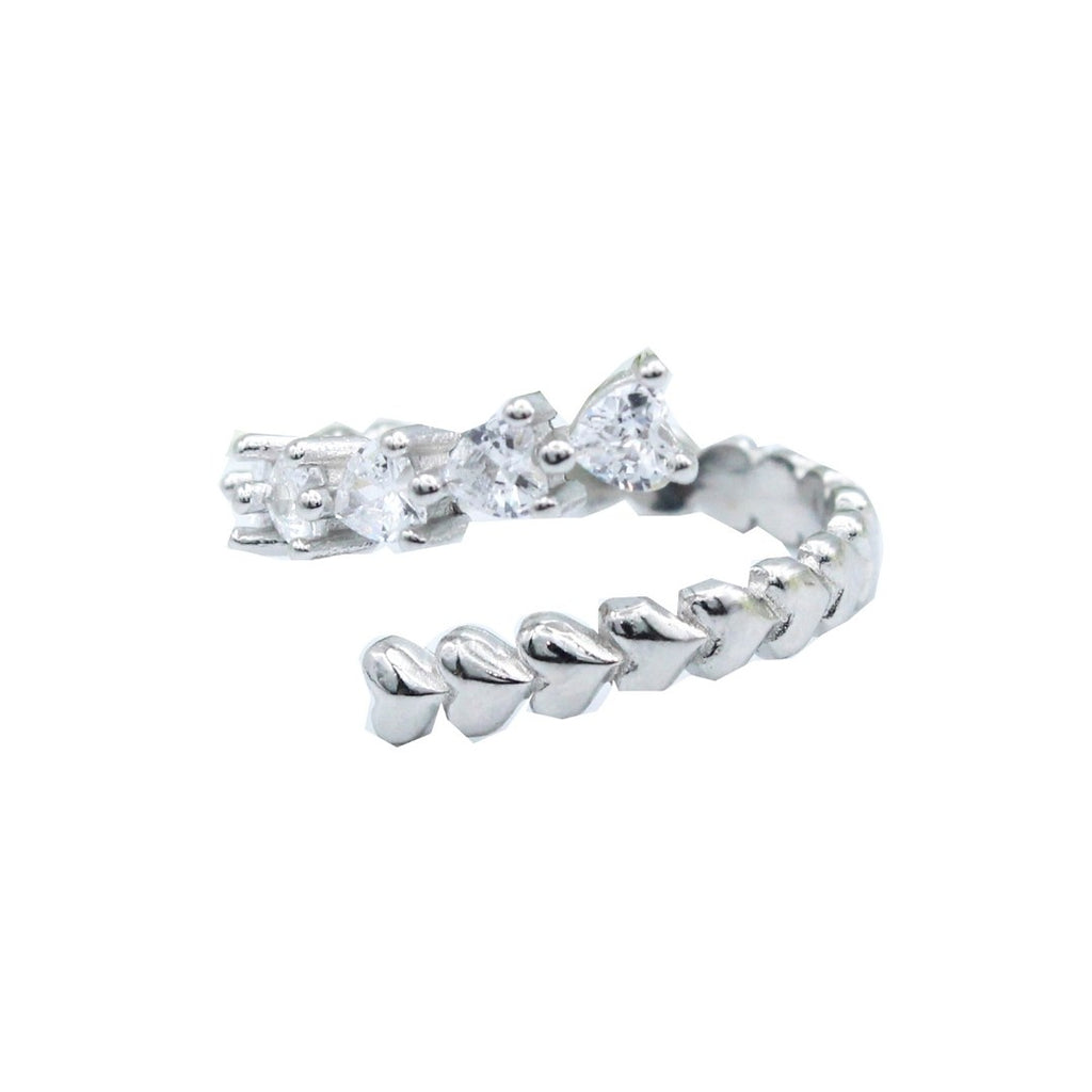 925 Sterling Silver Heart Ring: Cubic Zirconia Promise Band ( Size : 5,6,7 )