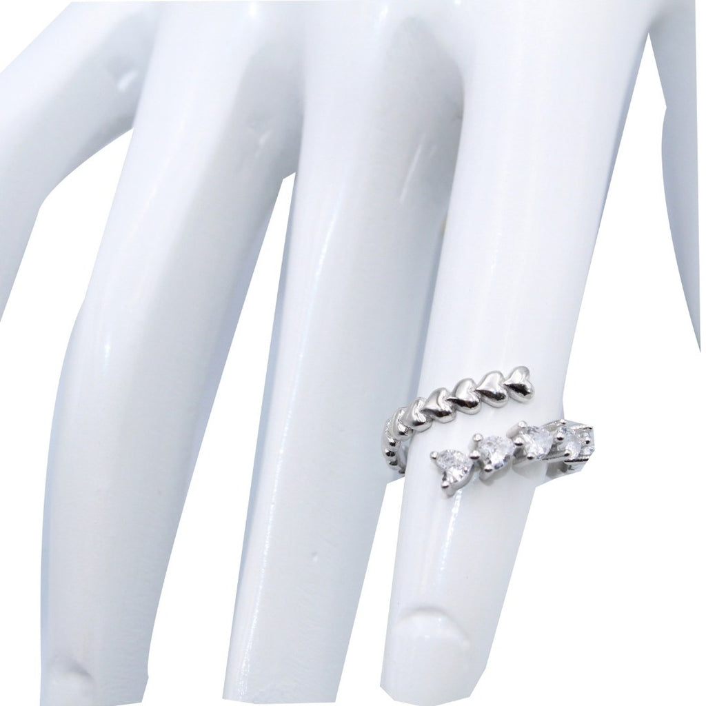 925 Sterling Silver Heart Ring: Cubic Zirconia Promise Band ( Size : 5,6,7 )