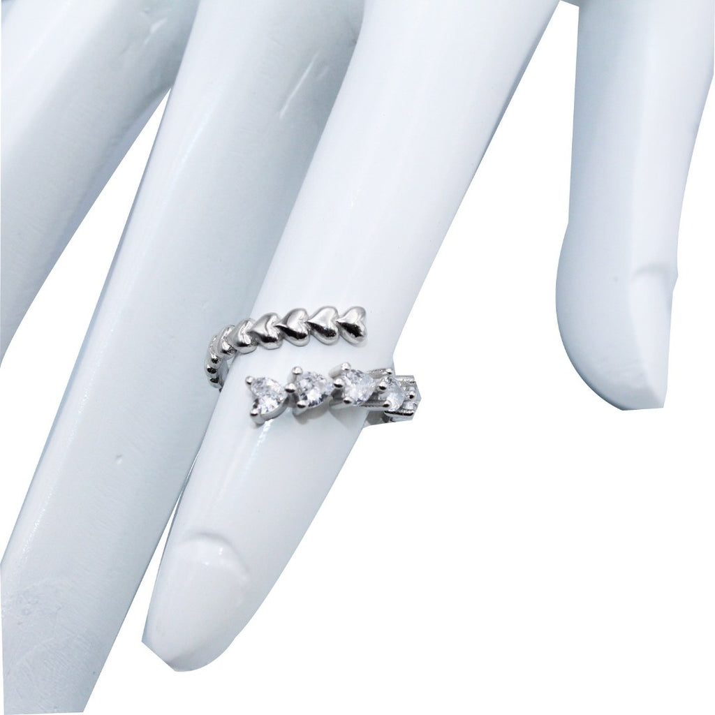 925 Sterling Silver Heart Ring: Cubic Zirconia Promise Band ( Size : 5,6,7 )