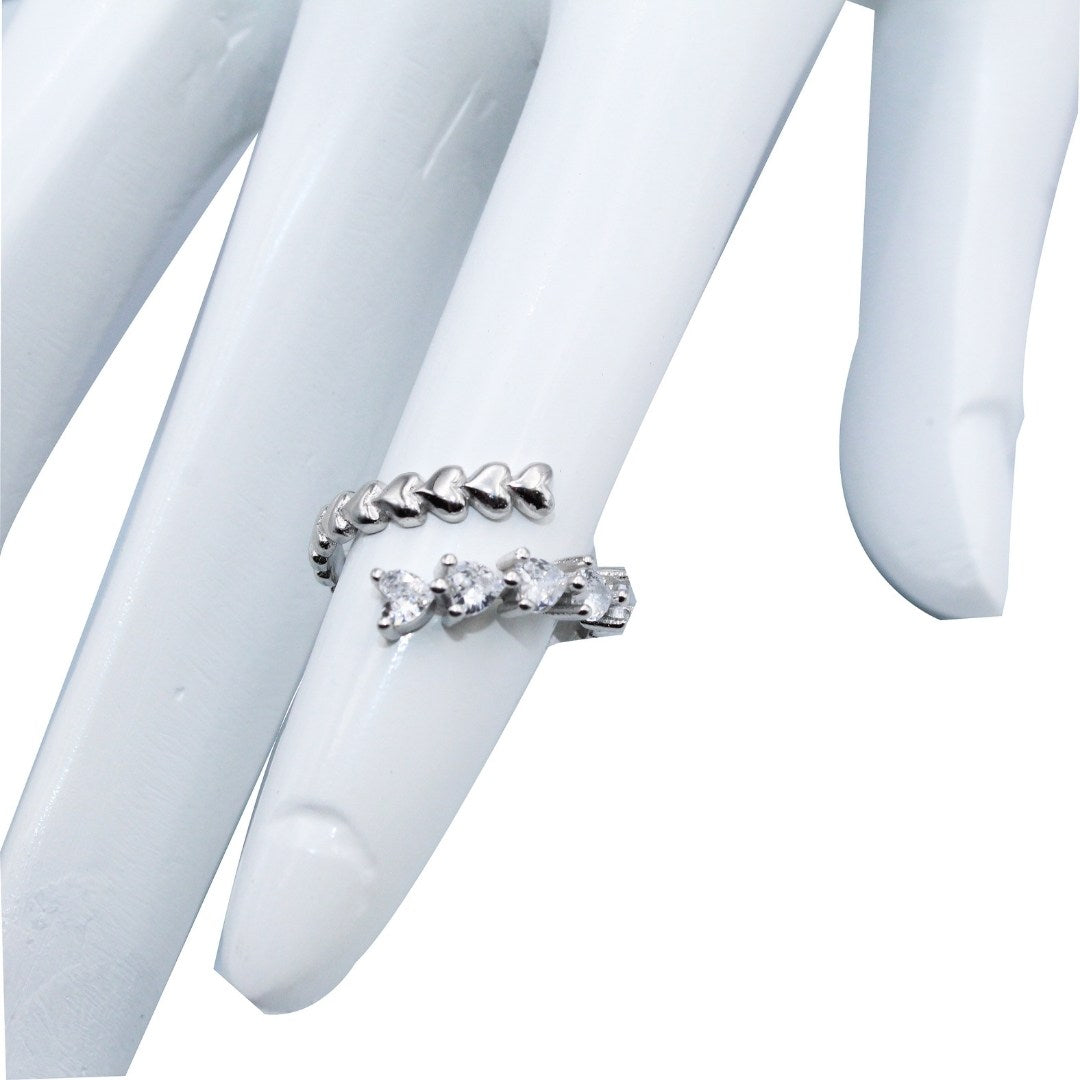925 Sterling Silver Heart Ring: Cubic Zirconia Promise Band ( Size : 5,6,7 )