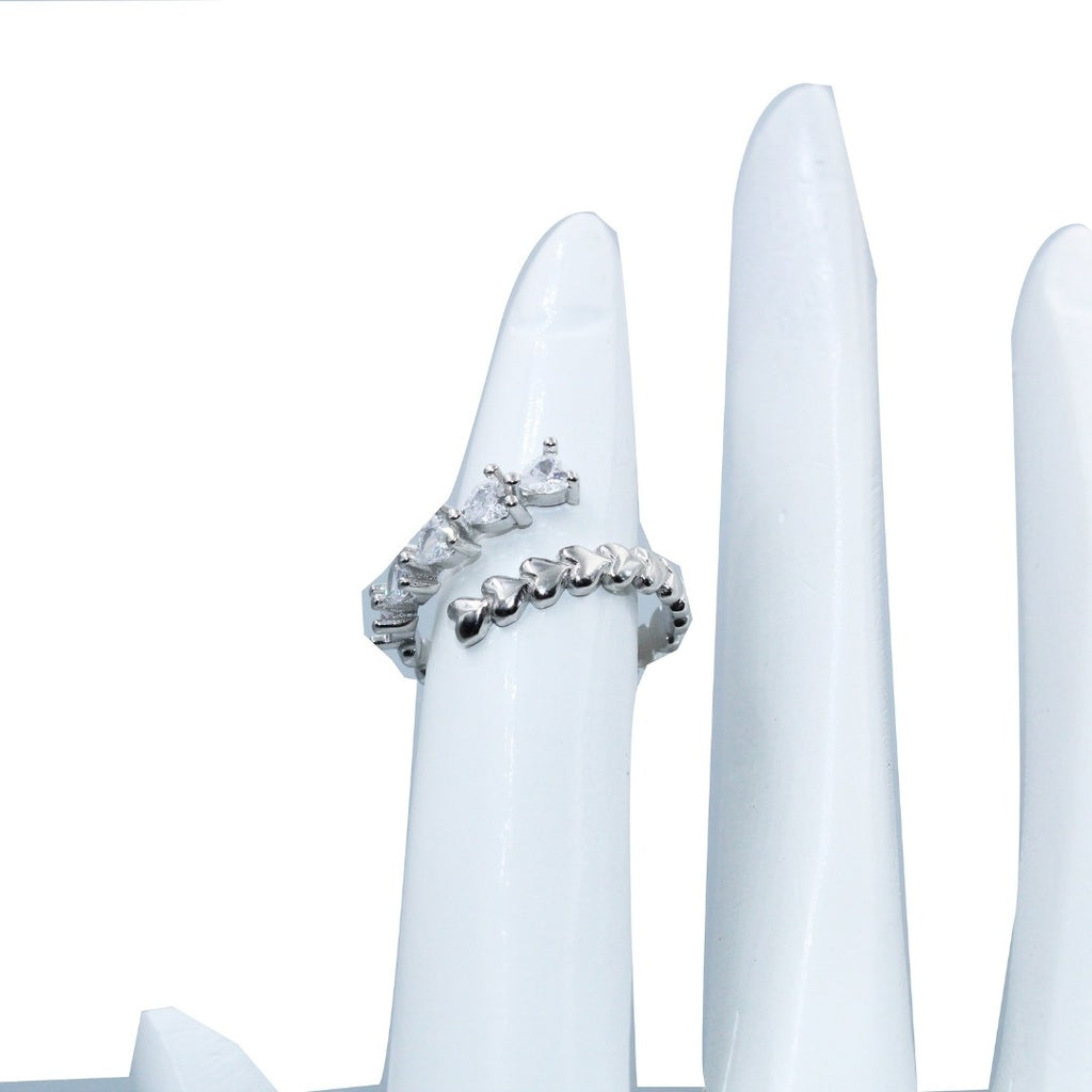 925 Sterling Silver Heart Ring: Cubic Zirconia Promise Band ( Size : 5,6,7 )