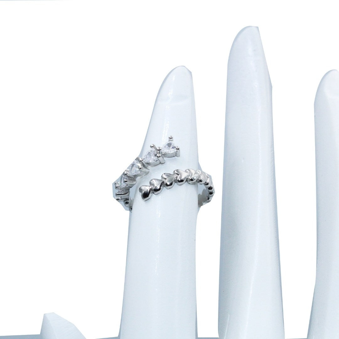 925 Sterling Silver Heart Ring: Cubic Zirconia Promise Band ( Size : 5,6,7 )