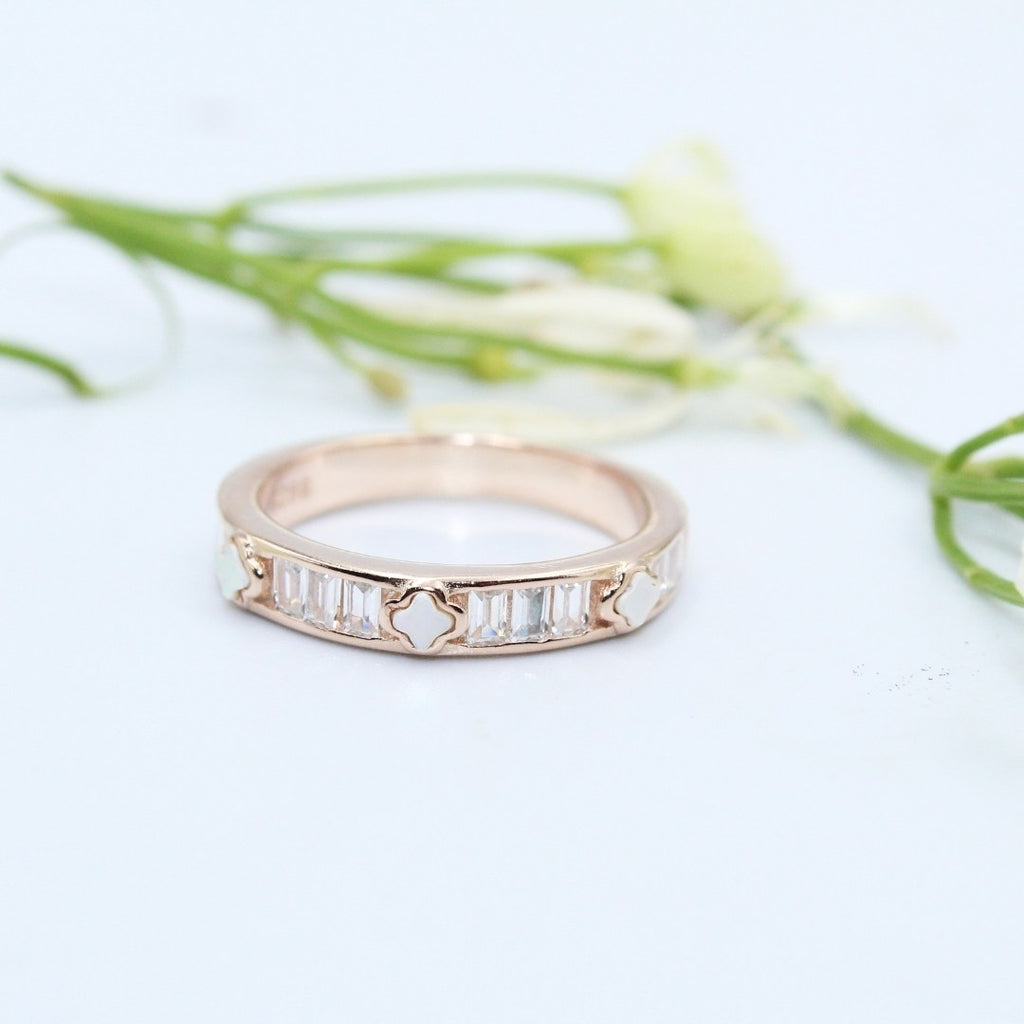 Rose Gold Bow Knot Ring: Sterling Silver Star Charm, Cubic Zirconia ( Size : US-7)