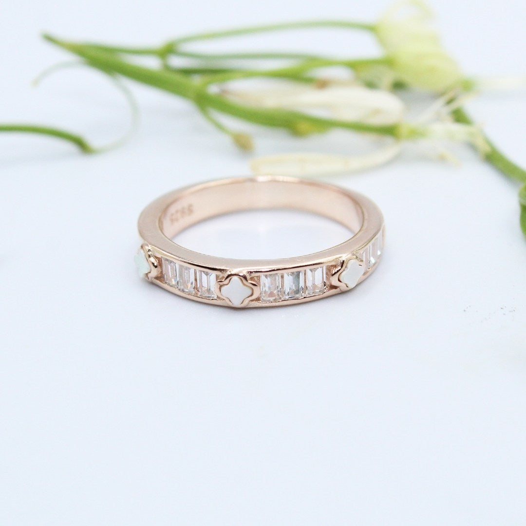 Rose Gold Bow Knot Ring: Sterling Silver Star Charm, Cubic Zirconia ( Size : US-7)