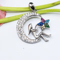 925 Sterling Silver Moon & Star Pendant: Celestial Boho Pendant