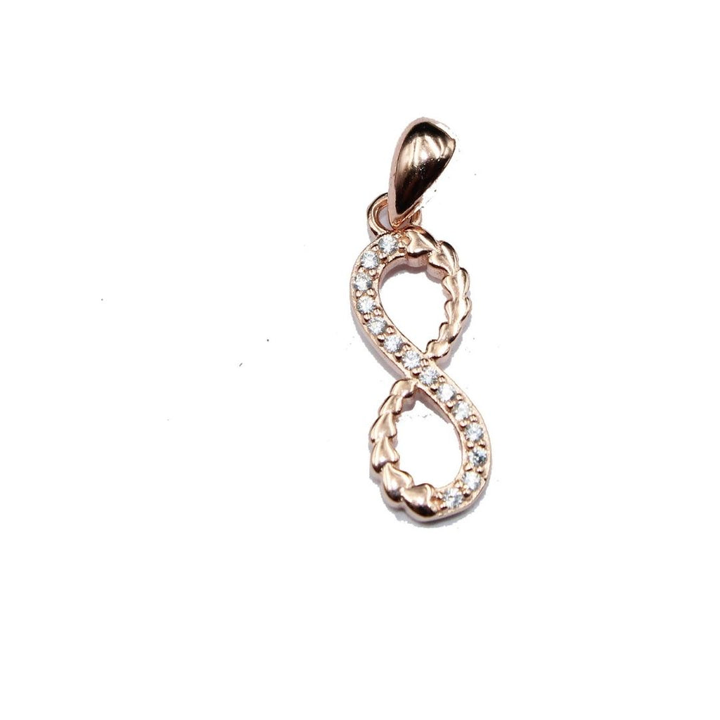 Rose Gold Plated 925 Sterling Silver Infinity Pendant: Cubic Zirconia