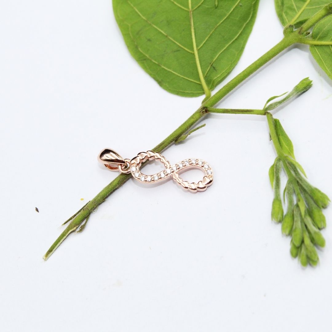 Rose Gold Plated 925 Sterling Silver Infinity Pendant: Cubic Zirconia
