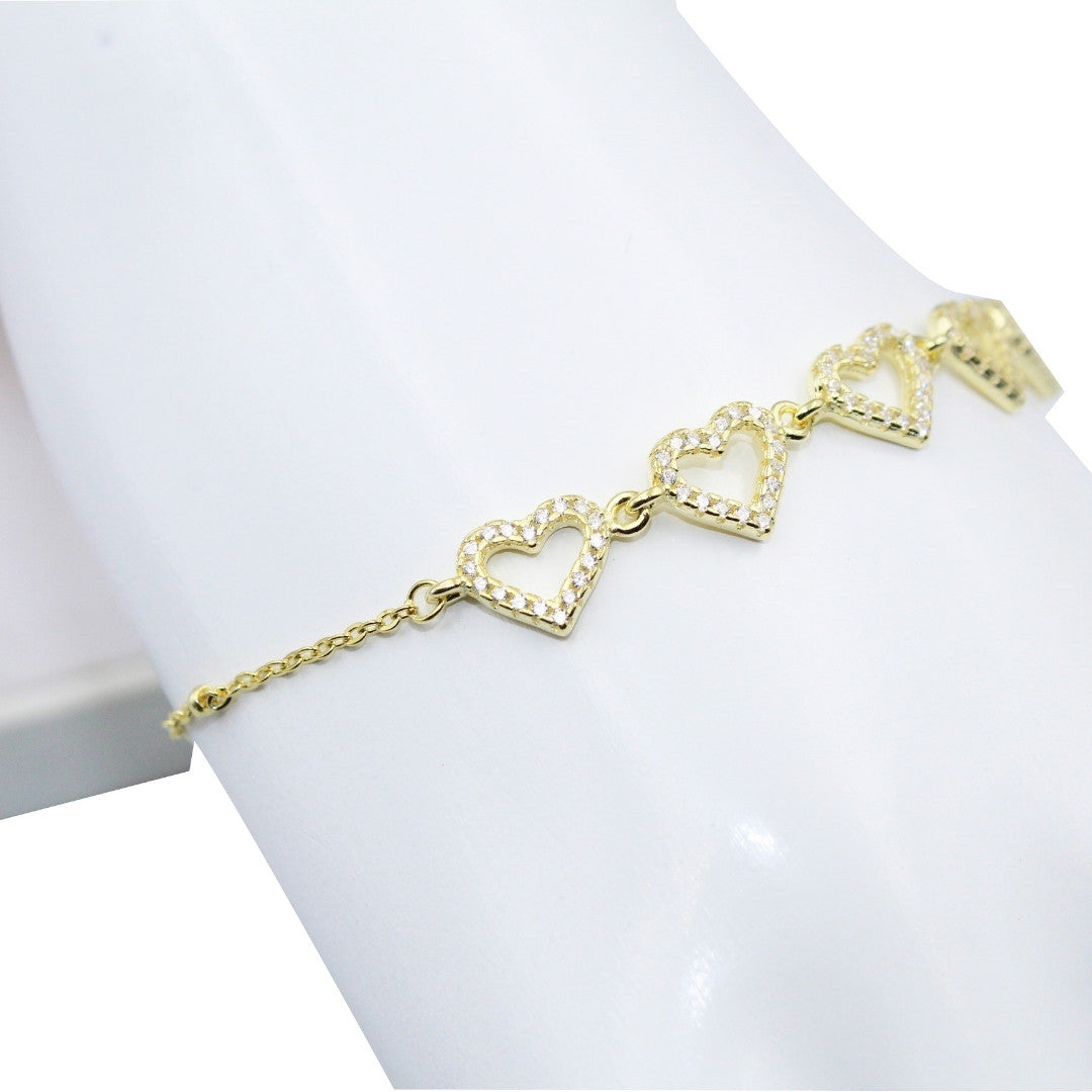 Dainty Gold Heart Bracelet: 925 Sterling Silver, Minimalist Jewelry